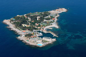 Vue aérienne de l’île de Bendor . (Ste PAUL RICARD S.A©Copyright)