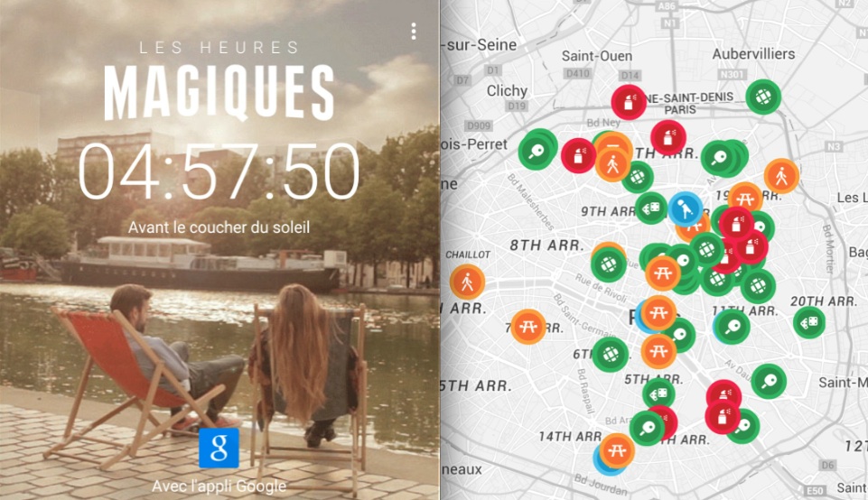 Capture d’écran de l’interface de l’application « Les Heures Magiques » de Google