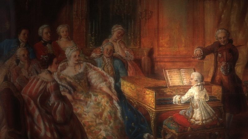 Wolfgang Amadeus Mozart jouant avec son père Leopold Mozart. (Domaine public)