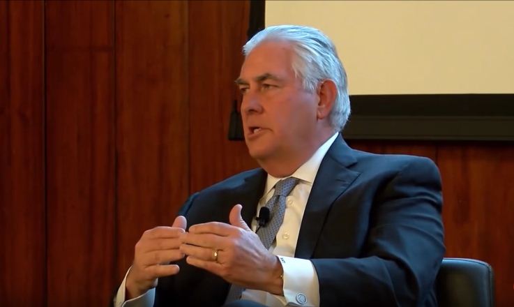 Lors d’une conférence donnée le 9 février 2016, Rex Tillerson revient sur ses relations avec la Russie. (Capture d’écran)