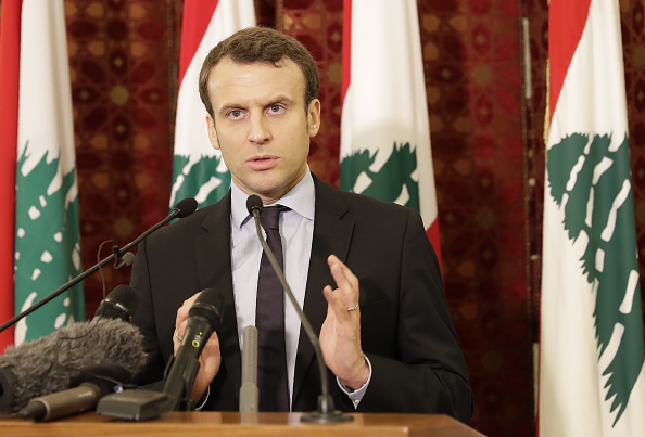 Emmanuel Macron en visite au Liban, le 24 janvier 2017 (JOSEPH EID/AFP/Getty Images)