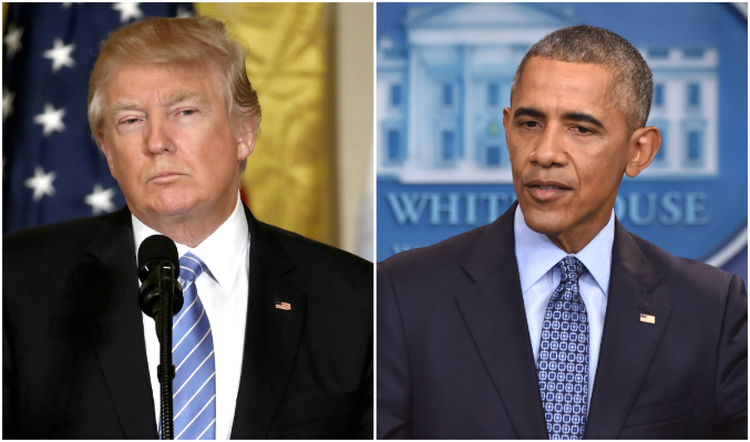 Les présidents Trump et Obama ont chacun eu leurs démêlés avec la Presse. (Win McNamee/Getty Images; NICHOLAS KAMM/AFP/Getty Images)