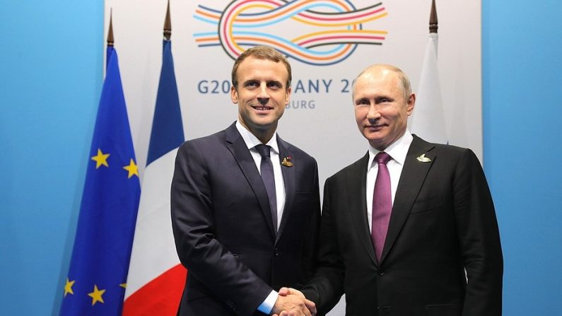 Emmanuel Macron et Vladimir Poutine au G20 de Hambourg, le 9 juillet 2017 ( Kremlin.ru/Wikimedias, CC BY-SA )