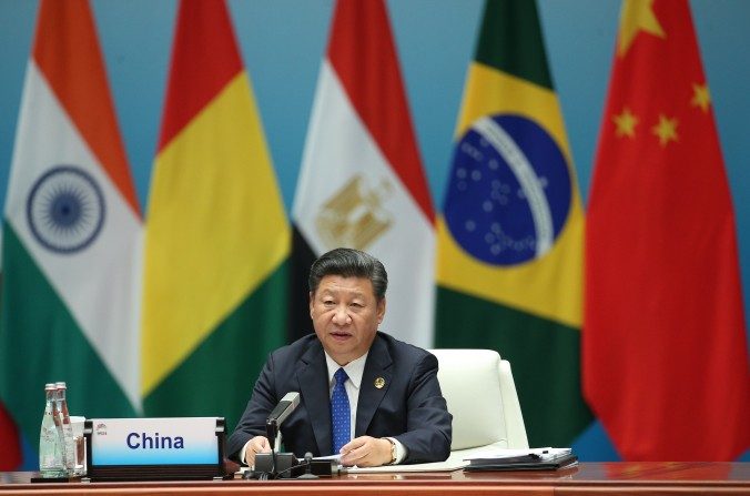 Le dirigeant chinois Xi Jinping au sommet des États des Brics à Xiamen, province chinoise du Fujian, le 5 septembre 2017. (WU HONG/AFP/Getty Images)