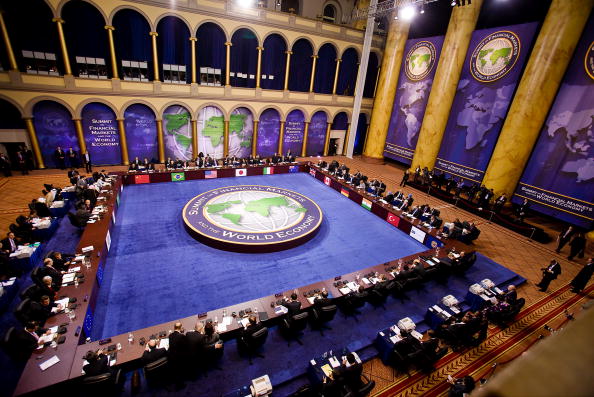 Le sommet des marchés financiers et l'économie mondiale au National Building Museum –
Stephen Jaffe/IMF via Getty Images

