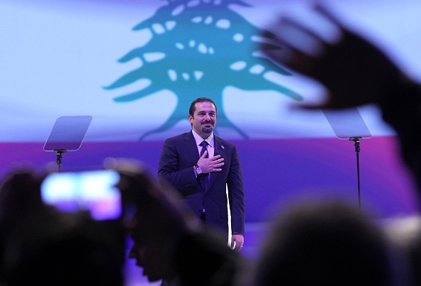 L'ancien Premier ministre libanais, Saad Hariri, fait un discours lors d'un rassemblement à l'occasion du dixième anniversaire de l'assassinat de son père et ancien Premier ministre, Rafiq Hariri, le 14 février 2015 au Centre des congrès de Biel au centre de Beyrouth. Les Libanais ont rendu hommage à l'ancien Premier ministre, une décennie après son assassinat dans un attentat suicide massif et choquant qui a déstabilisé le pays. 
(ANWAR AMRO / AFP / Getty Images)