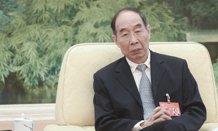 You Quan, nouveau patron du Département du travail du Front uni du Parti communiste chinois, lors du 19e Congrès national du PCC au Grand palais du Peuple à Pékin, le 19 octobre 2017. (Etienne Oliveau / Getty Images)