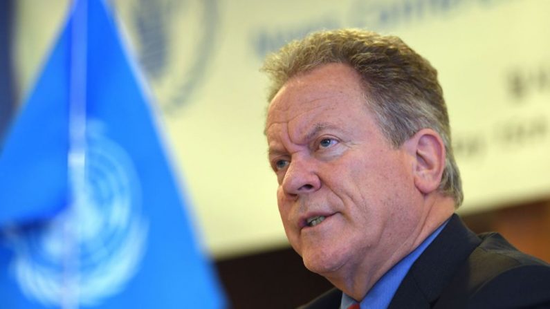   David Beasley, Directeur exécutif du Programme alimentaire mondial des Nations Unies (PAM), s'exprime lors d'une conférence de presse à Séoul le 15 mai 2018.   Photo JUNG YEON-JE/AFP/Getty Images.