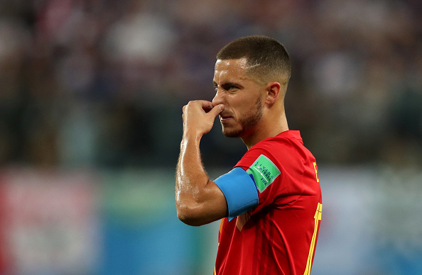 SAINT PETERSBURG, RUSSIA - JULY 10: Eden Hazard of Belgium during the 2018 FIFA World Cup Russia Semi Final match between Belgium and France at Saint Petersburg Stadium on July 10, 2018 in Saint Petersburg, Russia. (Photo by Catherine Ivill/Getty Images)