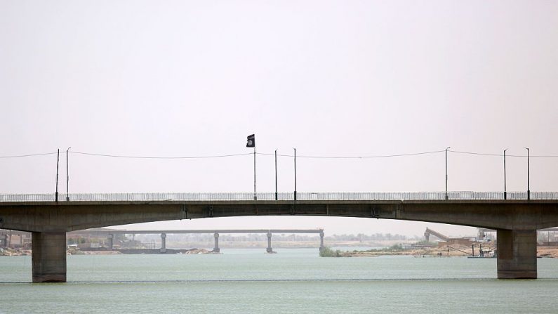 Les forces irakiennes ont pris les dernières positions du groupe d’Etat islamique dans la ville de Falloujah le 26 juin 2016, et reconstruit le pont. Photo : HAIDAR MOHAMMED ALI / AFP / Getty Images.