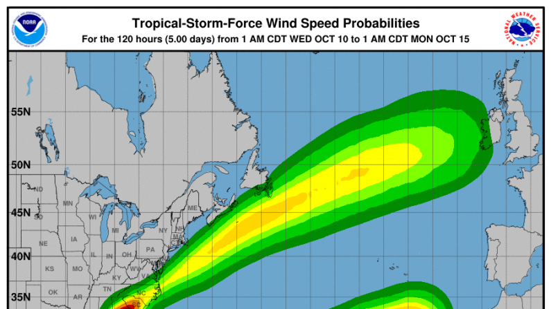 -La Floride  se prépare à l'arrivée de l'ouragan Michael. Image satellite OAA