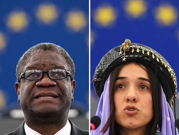 -Le docteur congolais Denis Mukwege et la militante yézidie Nadia Murad ont reçu le prix Nobel de la paix 2018 le 5 octobre 2018 pour leur travail dans la lutte contre la violence sexuelle lors de conflits dans le monde. Photo FREDERICK FLORIN / AFP / Getty Images.