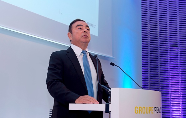 -Carlos Ghosn, président-directeur général du constructeur français Renault, prend la parole lors d'une conférence de presse pour présenter le plan stratégique quinquennal du constructeur automobile à La Défense, près de Paris. Photo : ERIC PIERMONT / AFP / Getty Images.