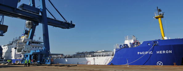 -Port de Cherbourg, illustration. Les entreprises et les autorités doivent s'adapter aux nouvelles contraintes réglementaires engendrées par le retrait britannique. Photo JEAN-PAUL BARBIER / AFP / Getty Images.