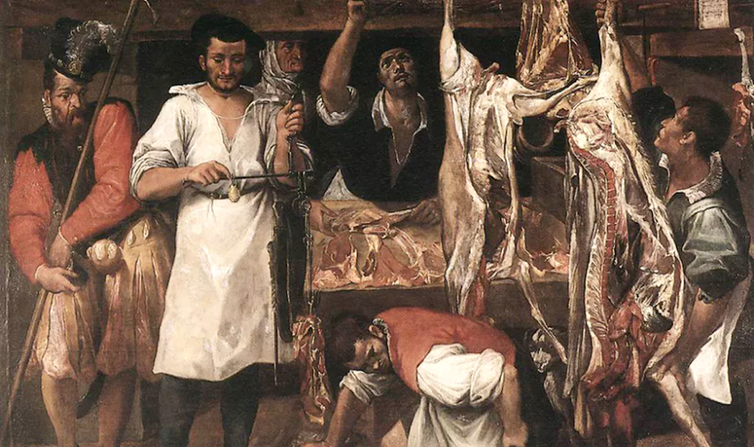 La Boucherie, du peintre italien Annibale Carracci (vers 1580). (Wikipedia)