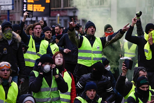 -Manifestation dimanche à Bruxelles contre le Pacte de l'ONU sur les migrations. Photo ARIS OIKONOMOU / AFP / Getty Images.