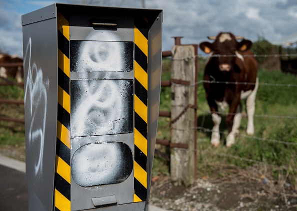 Plus de la moitié des radars recensés en France sont vandalisés.       (Photo : PHILIPPE HUGUEN/AFP/Getty Images)