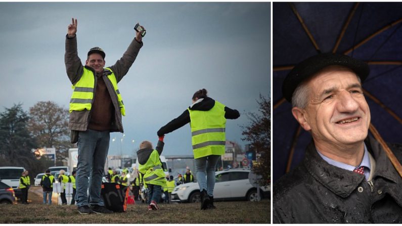 De passage à Brest, Jean Lassalle en a profité pour fraterniser avec un groupe de « gilets jaunes » locaux et galvaniser les troupes. Crédit : GUILLAUME SOUVANT/AFP/Getty Images.