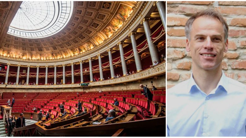 Banni du groupe LREM après avoir refusé de voter le budget 2019, Sébastien Nadot continue d’accorder sa confiance au président de la République mais désavoue le gouvernement. Crédit : BERTRAND GUAY/AFP/Getty Images – Capture d’écran Facebook – Sébastien Nadot.