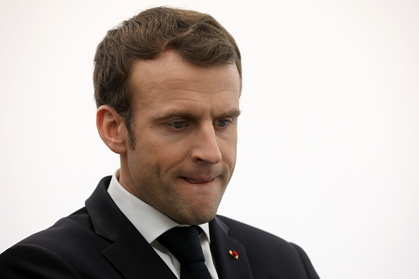 Première sortie publique de l'année du chef de l'État Emmanuel Macron à Créteil.  (Photo : LUDOVIC MARIN/AFP/Getty Images)