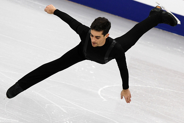 -L'Espagnol Javier Fernandez joue dans le programme court masculin aux Championnats d'Europe ISU de patinage artistique à Minsk le 24 janvier 2019. Photo de KIRILL KUDRYAVTSEV / AFP / Getty Images.