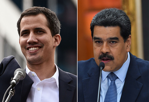 -La présidence de Juan Guaido par intérim a été rapidement reconnu par les États-Unis et une douzaine de gouvernements régionaux, notamment ceux du Brésil, de l'Argentine et de la Colombie. Maduro enragé a rompu ses relations diplomatiques avec le gouvernement "impérialiste" américain, en ordonnant à ses diplomates de partir dans les 72 heures. Photo de YURI CORTEZ, FEDERICO PARRA / AFP / Getty Images.