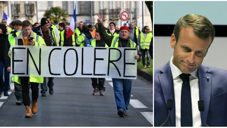 Plusieurs « gilets jaunes » mayennais veulent marquer le coup en déposant plainte contre le chef de l’État pour montrer qu’ils sont « toujours là ». Crédit : XAVIER LEOTY/AFP/Getty Images - LUDOVIC MARIN/AFP/Getty Images.