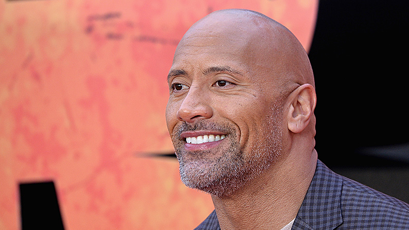 L'acteur Dwayne Johnson, à la première européenne du film "Rampage : Hors de contrôle" au cinéma Cineworld Leicester Square à Londres, le 11 avril 2018. (Jeff Spicer/Getty Images)