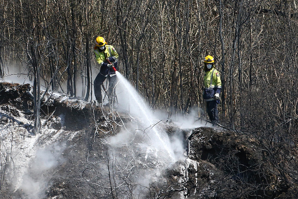 -Le 8 février, des pompiers en action alors qu’ils combattent le nouvel incendie à walters bluff nelson les incendies de forêt continuent de brûler dans le district de tasman à Richmond, Nouvelle-Zélande. Les services d'urgence ont indiqué que le feu avait couvert environ 1870 hectares, avec un périmètre de 20 km, provoquant l'évacuation de 170 maisons. Photo par Evan Barnes / Getty Images.