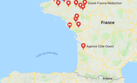 Le navire de commerce italien "Grande America", a coulé  à 333 km à l'ouest des côtes françaises, a annoncé la préfecture maritime de l'Atlantique. (Photo d'illustration : Googlemap)