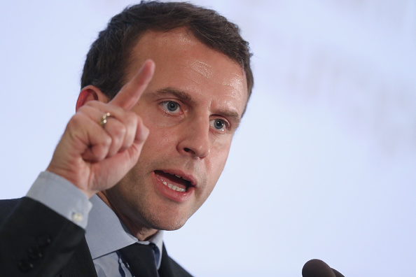 Emmanuel Macron, à l'Université Humboldt le 10 janvier 2017 à Berlin, Allemagne.  (Photo : Sean Gallup/Getty Images)