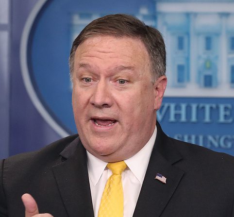 -Le secrétaire d'État américain Mike Pompeo s'adresse aux médias dans la salle de conférence de Brady à la Maison Blanche, le 7 juin 2018 à Washington, DC. Photo de Mark Wilson / Getty Images.