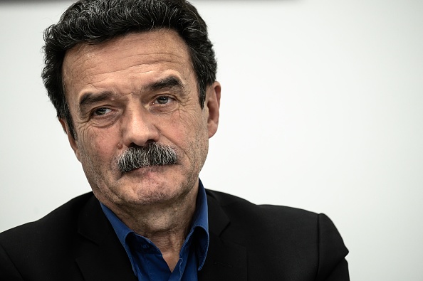 Suite à l'affaire Benalla, Edwy Plenel, journaliste, écrivain et co-fondateur du journal en ligne Mediapart, donne une conférence de presse au bureau du site d'investigation Mediapart à Paris le 4 février 2019.     (Photo : PHILIPPE LOPEZ/AFP/Getty Images)