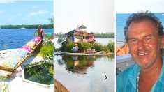 Un homme britannique vit hors des sentiers battus sur une île flottante fabriquée à partir de 150 000 bouteilles en plastique