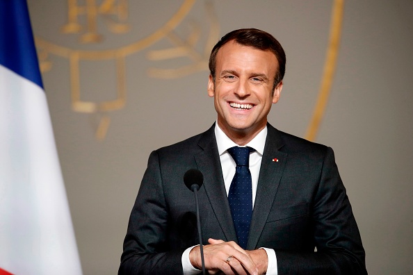 Le président Emmanuel Macron lors de la cérémonie annuelle de la fête du Travail au Palais de l'Élysée à Paris le 1er mai 2019.   (Photo: CHRISTOPHE ENA/AFP/Getty Images)