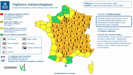 Canicule: 12 départements supplémentaires en vigilance « orange », 65 au total