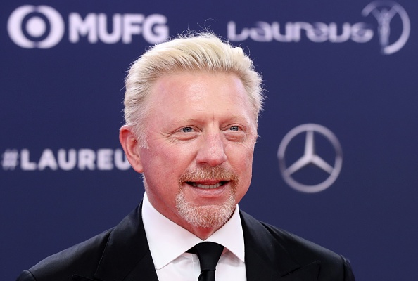 -L'ancien joueur de tennis allemand Boris Becker pose sur le tapis rouge avant la cérémonie des Laureus World Sports Awards 2019 au complexe Sporting Monte-Carlo de Monaco le 18 février 2019. Photo VALERY HACHE / AFP / Getty Images.