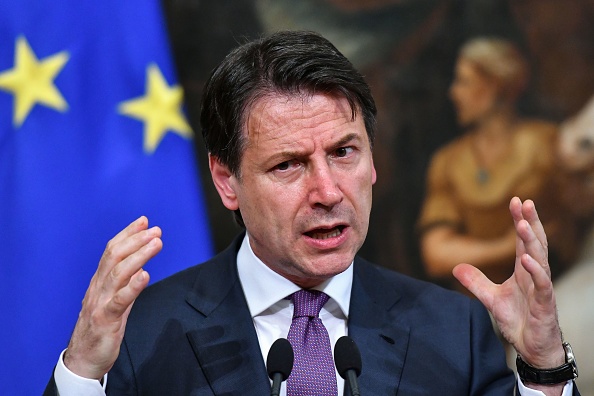 Le Premier ministre italien Giuseppe Conte à la conférence  presse au Palais Chigi à Rome le 3 juin 2019.(Photo : ALBERTO PIZZOLI/AFP/Getty Images)