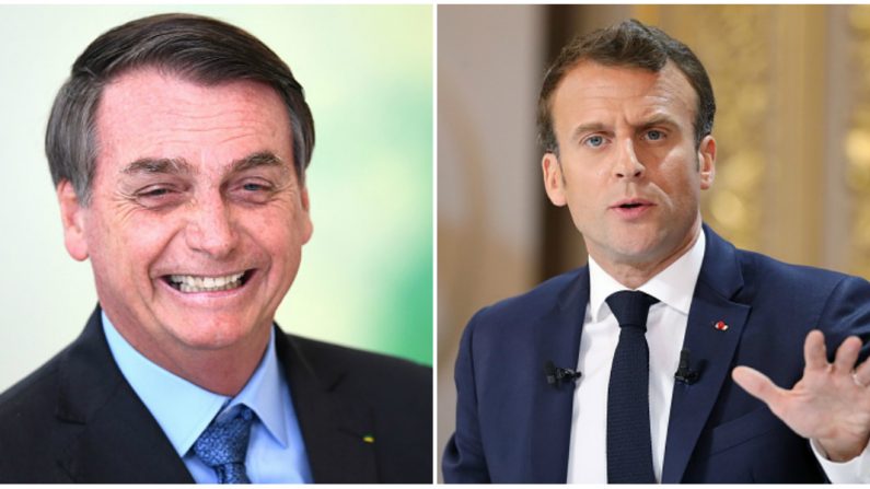 Les relations entre Jair Bolsonaro et Emmanuel Macron se sont particulièrement tendues depuis la fin du mois d'août. Crédit : EVARISTO SA/AFP/Getty Images – LUDOVIC MARIN/AFP/Getty Images copie.