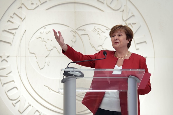 Kristalina Georgieva, Directrice générale du Fonds monétaire international (FMI), récemment sélectionnée, prend la parole lors d'une conférence de presse au siège du FMI, le 25 septembre 2019, à Washington. (Photo : ERIC BARADAT/AFP/Getty Images)