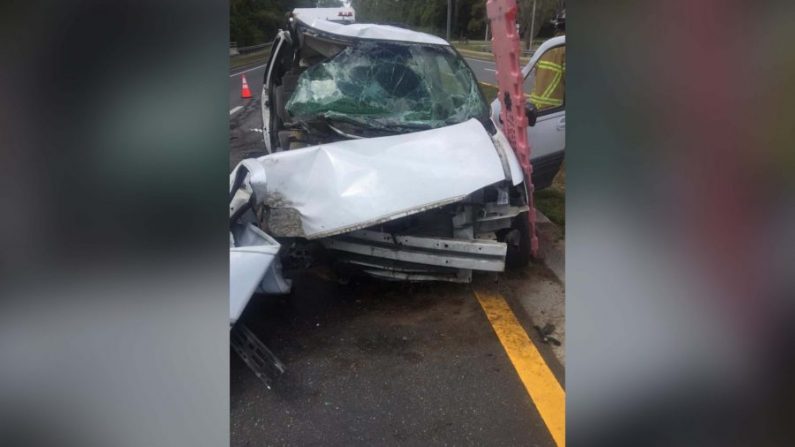 Le 3 octobre 2019, Calicia Williams a conduit délibérément sa fourgonnette dans un arbre. (Avec l'aimable autorisation Ocala Fire Rescue)