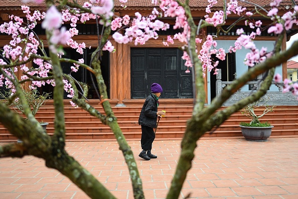 -Nous voyons une survivante de la lèpre quittant une pagode après avoir offert des prières dans l'enceinte de l'hospice Van Mon Leprosy, le plus ancien hôpital pour lèpre du nord Vietnam dans la province de Thai Binh, cette femme ne demande pas l’arrêt de sa vie, elle est heureuse de son prolongement. Photo MANAN VATSYAYANA / AFP / Getty Images.