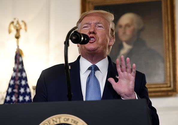 Le président des États-Unis, Donald Trump, parle de la Syrie dans la salle de réception diplomatique de la Maison-Blanche, le 23 octobre 2019 à Washington, DC. (Photo : SAUL LOEB/AFP via Getty Images)