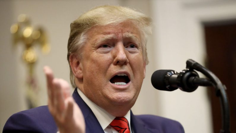 Le président Donald Trump répond à une question d'un journaliste lors d'un événement à la Maison-Blanche à Washington le 9 octobre 2019. (Win McNamee/Getty Images)