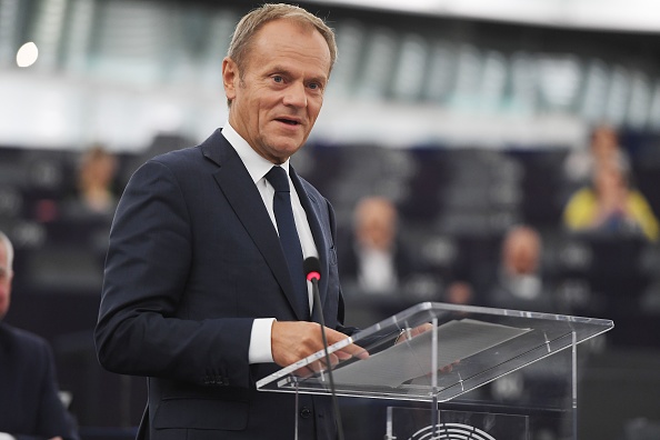 Le président du Conseil européen Donald Tusk, dont le mandat s'achève à la fin du mois. (Photo : FREDERICK FLORIN/AFP via Getty Images)