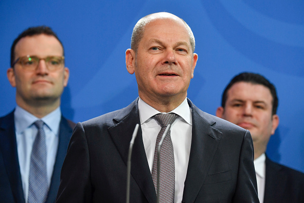 Le vice-chancelier allemand, Olaf Scholz, un social-démocrate, propose la création d'un système européen de garantie des dépôts, la 6 novembre 2019. (Photo : JOHN MACDOUGALL/AFP via Getty Images)