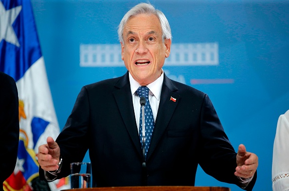 Le président chilien, Sebastian Pinera, s'adresse à la nation à Santiago, le 12 novembre 2019. (Photo : JAVIER TORRES/AFP via Getty Images)