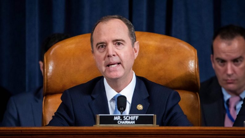 Adam Schiff (D-Calif.), président de House Intelligence, prend la parole lors de l'audience publique de destitution à Washington, le 13 novembre 2019. (Jim Lo Scalzo/Pool/AFP via Getty Images)