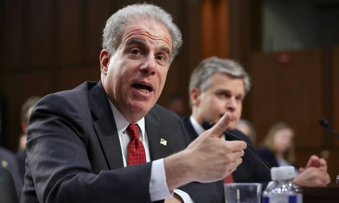 L'inspecteur général du ministère de la Justice, Michael Horowitz, témoigne devant le comité judiciaire du Sénat dans l'immeuble de bureaux du Sénat Hart sur Capitol Hill le 18 juin 2018 (Chip Somodevilla / Getty Images)