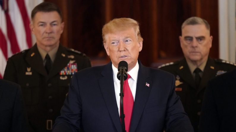 Le président Donald Trump s'exprime depuis la Maison-Blanche à Washington, le 8 janvier 2020. (Win McNamee/Getty Images)